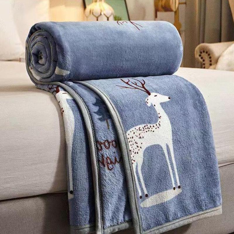 Double-sided Plus Fleece Sheets  Autumn Winter Warm Flannel Blanket Sheets Thicker Throw  Blankets for Kids Adult