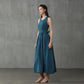 Cross Back Linen Dress, Drawstring Waist Slim Temperament Large Swing Skirt,maxi Dress, Sleeveless Dress, Layered Linen Dress, Apron Dress