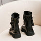 Women's Soft Leather Flat Sandals Platform Fish Mouth Sandals Mid-heel Casual High-top Roman Shoes