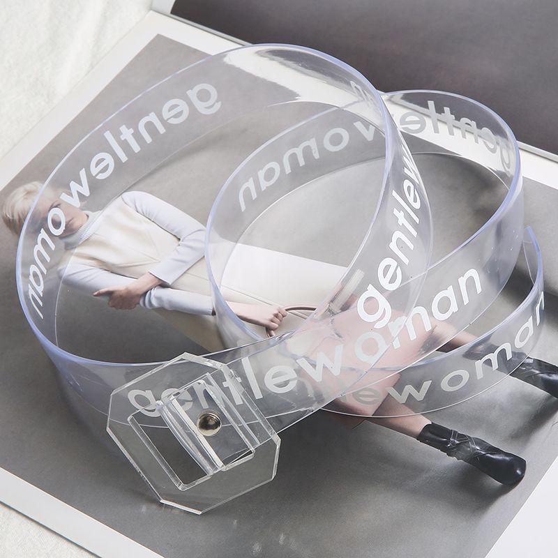 Letter Transparent Belt Female Simple Wild Korean Student Jelly PVC Pants Belt Female