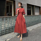 Dress Female Summer 2021 High Waist and Thin Temperament Tea Break Dress French Retro A-line Skirt Over The Knee Long Dress