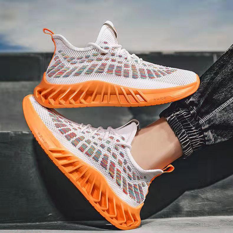 Spring Summer Men's Shoes Sports Casual Shoes Korean Version Deodorant Breathable Thin Mesh Flying Knit Shoes Coconut Shoes