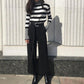 Sweater Women's Turtleneck Knitwear Black and White Striped Pullover Korean Slim Top Trendy Sweater Autumn and Winter Fashion