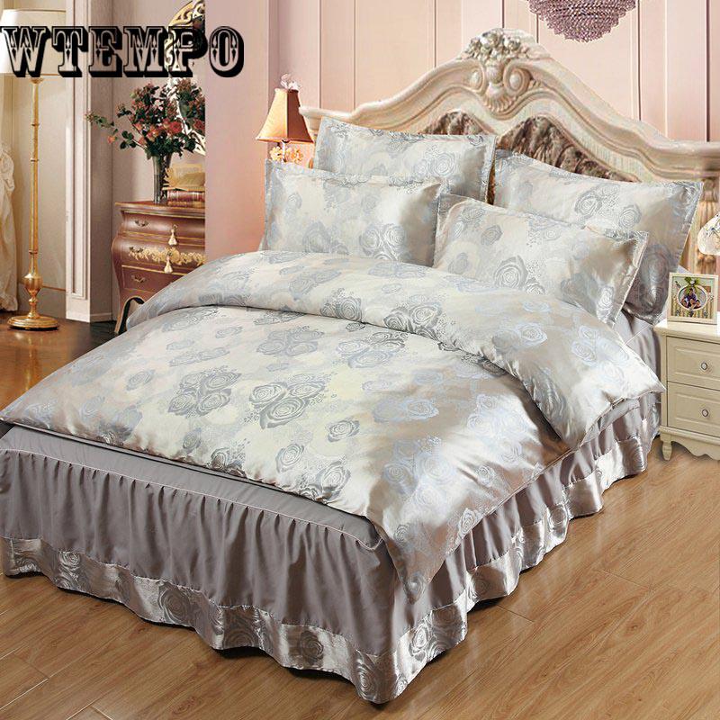 New Stain Jacquard Bedding Set Duvet Cover European  Bed Set Cotton+Jacquard Bedlinen Cover Set