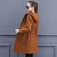 V-neck Slim Wool Jacket Women Casual Long Windbreaker Soft Comfortable Coat Boutique Parka Spring