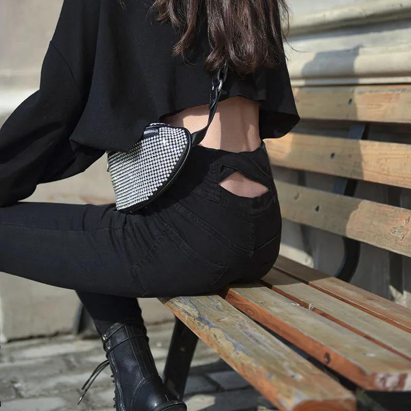 High-waisted Leggings Women's Spring and Autumn Cross-waist Tight-fitting Thin Elastic Pencil Feet Trousers Thin