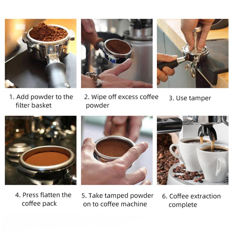 Coffee Tamper Wooden Handle Barista Espresso Machine Grinder 51mm for Coffee and Espresso Powder Hammer