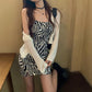 Sexy Bag Hip Skirt Zebra Pattern Suspender Skirt Thin Section Sexy Strapless Suspender Skirt Slim and Thin Suspender Skirt