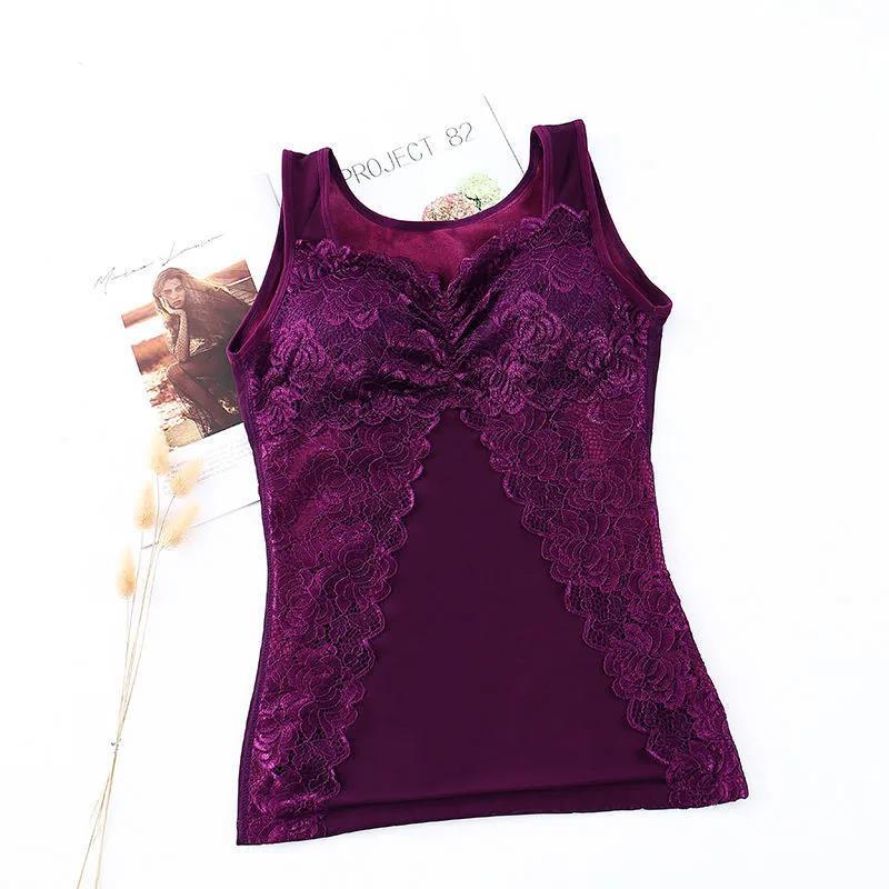 Warm Vest Women Plus Velvet Thick Underwear Comfortable Top with Chest Pad Sexy Tight Bottoming Autumn and Winter Thermal Underwear