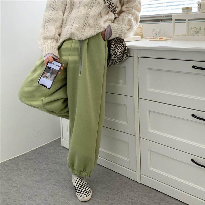 Pants Women's Autumn and Winter Korean Version of Ins Plus Velvet Thickening Trousers Loose Sports Casual Pants Tide