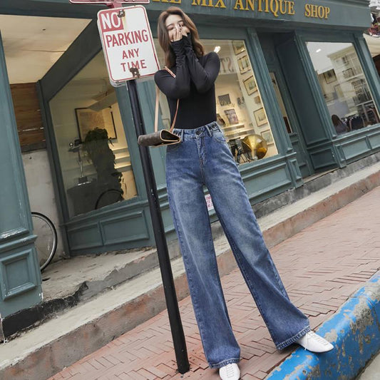 High Waist Wide Leg Denim Pants Fashion Women Pocket Jeans female Sexy flares pants plus size