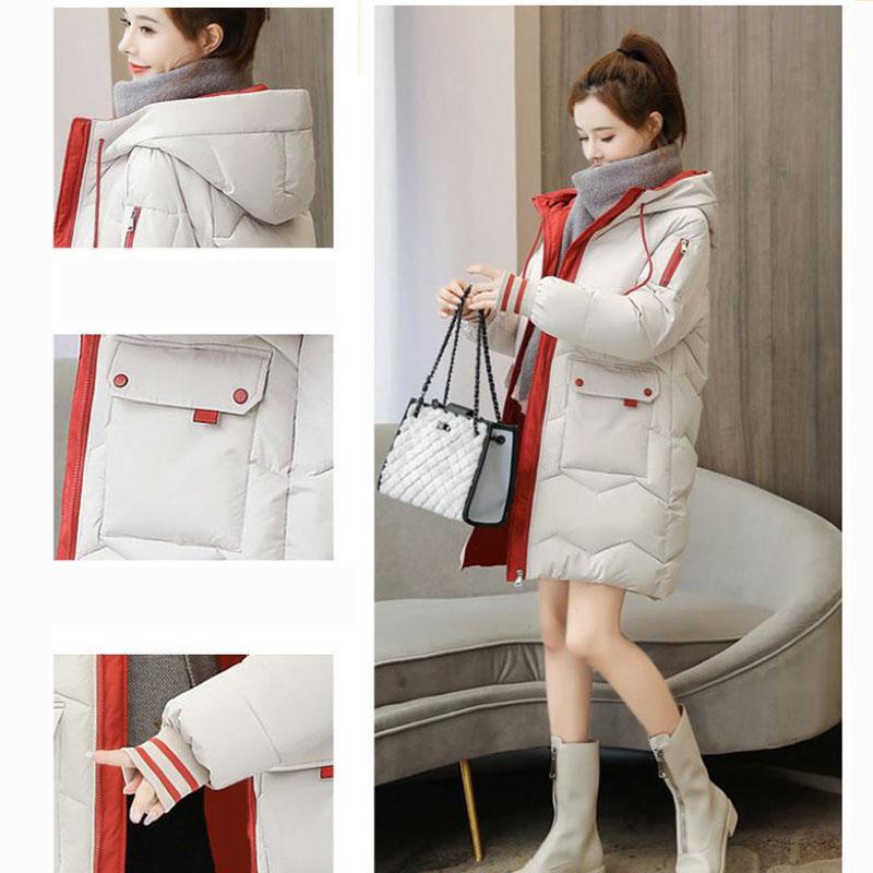 Down Cotton Jacket Winter Thicken Warm Loose Fashion Color Glossy Disposable Stand Collar Mid-length Cotton Jacket Women