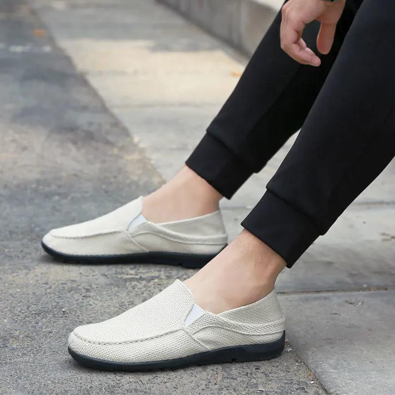 New Style Loafers Young Men's Linen Breathable Soft-soled Canvas Casual Shoes