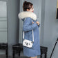 Winter Padded Jacket Women's Mid-length Korean Down Padded Jacket Women's Large Fur Collar Thick Loose Padded Jacket