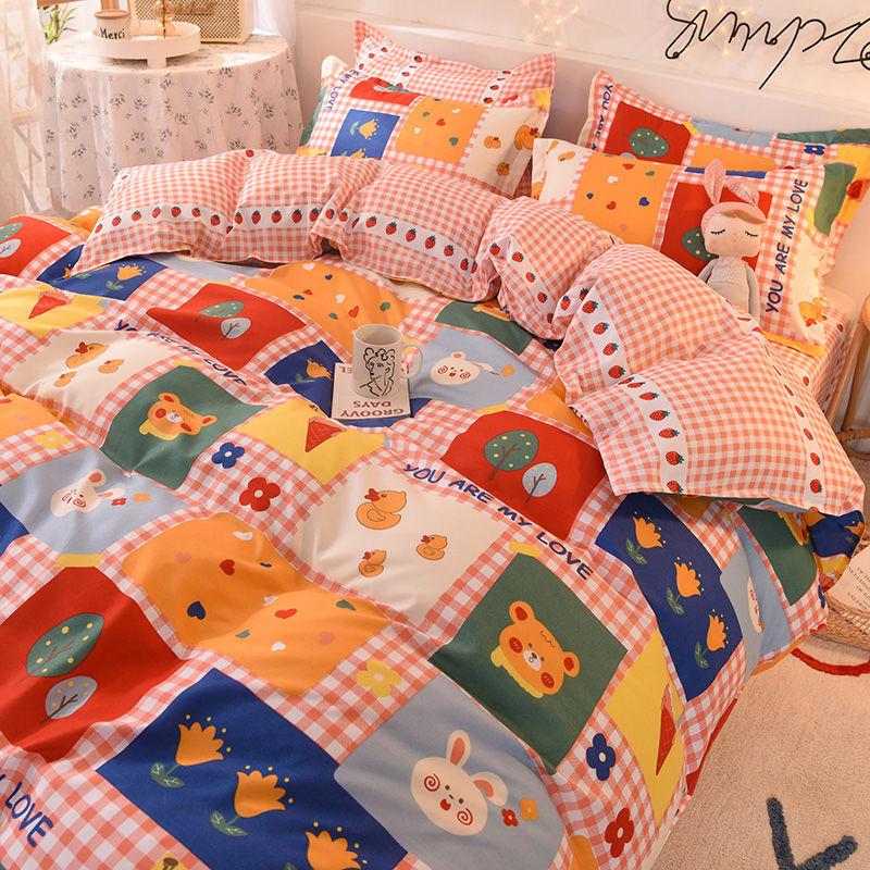 Quilt Cover Bed Sheet Quilt Cover Four-piece Set Cartoon Printing Cute Bedding Bedding Sanding Quilt Cover