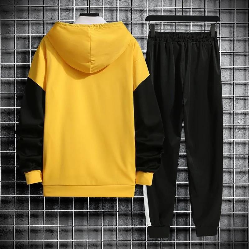 WTEMPO Men Trend Sweater Suit Teen Clothing Hooded Pullover Casual Suit Campus Student Sportswear