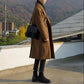 Winter Woolen Coat Men's Long Over-the-knee Loose Cashmere Trench Coat Trendy Brown Double-breasted Buttoned Woolen Coat