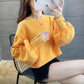 Short Warm Knitwear Autumn and Winter Loose Embroidered Tops High Waist College Style Sweater Women
