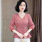 Women's Spring and Autumn Shirt V-neck Loose Plaid Short Top