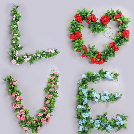 Decoration Simulation Rose Flower Wedding Decoration Rattan Cover Winding Floral Wedding Festive Flower