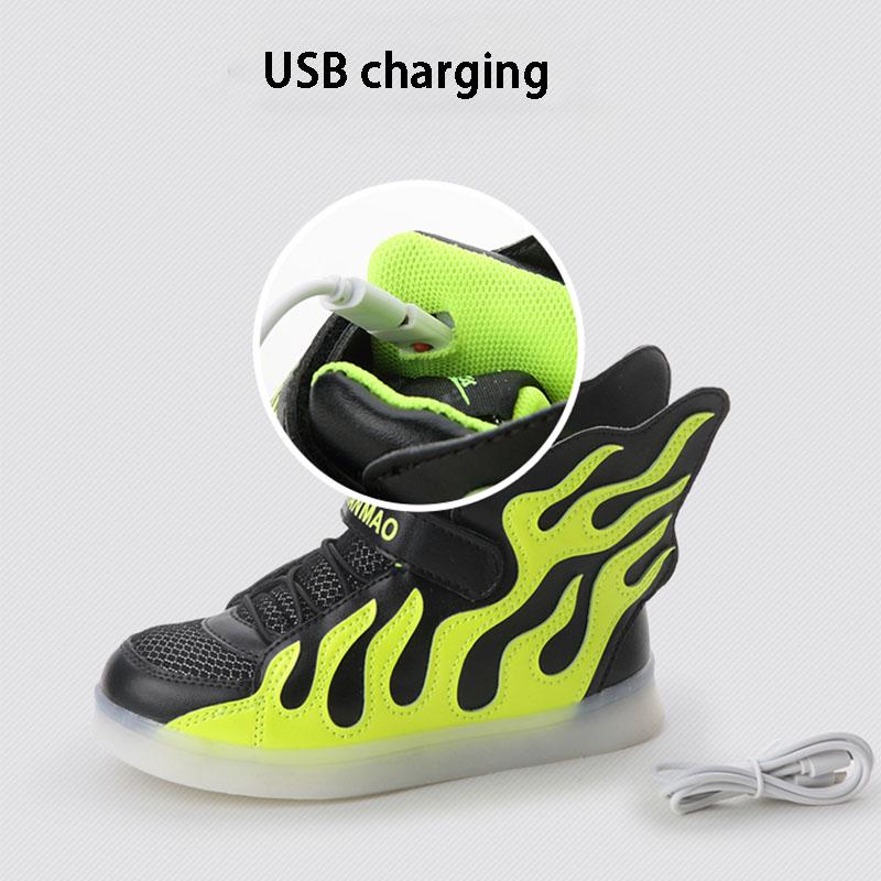 Children 'S Luminous Shoes Led Boys Girls Lights Usb Charging Boys And Girls Flash Shoes Sports Shoes High -Top Sports Shoes