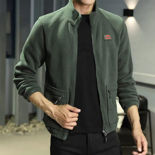 Fall/Winter Fleece Jacket Men's Polar Fleece Cardigan Double-sided Fleece Jacket Oversized Warm Jacket