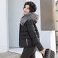Women's Solid Color Down Jacket Mid-length Korean Loose Thick Coat Warm Cotton Coat Big Fur Collar Winter Clothes Quilted Coat