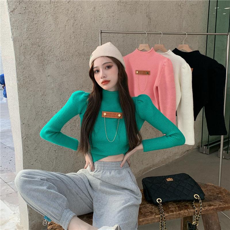 Turtleneck Design Sense Sweater Women's Niche Fall Winter Short Slim Outer Wear Small Knit Sweater Top