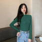Women's Solid Color Half Turtleneck Pullover Bottoming Shirt Slim Fit Versatile Sweater