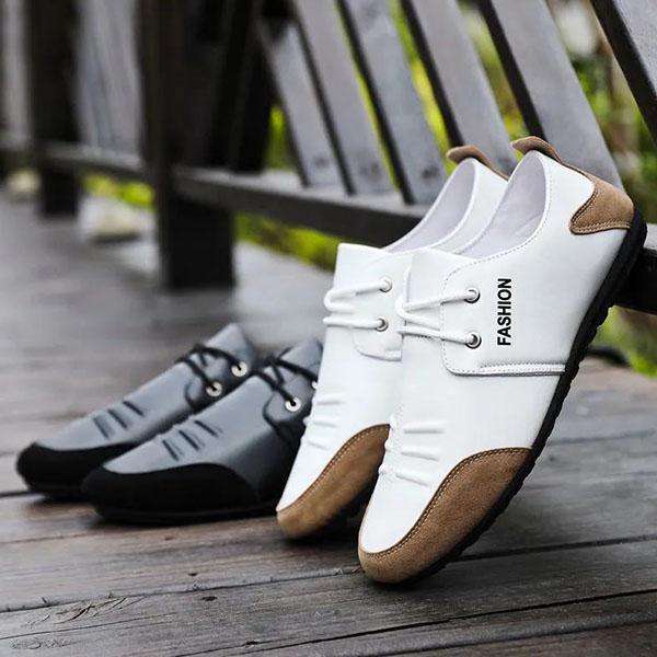 Spring and Autumn Men's Shoes Breathable Casual Leather Shoes Large Size Flat Soft Sole Business Shoes