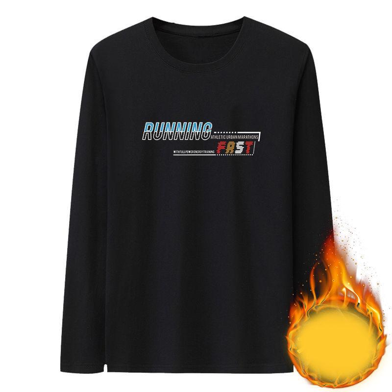 Winter Men's Long-sleeved T-shirt Pullover Sweater Autumn Clothes Plus Velvet Thickened Bottoming Shirt Men's Clothing