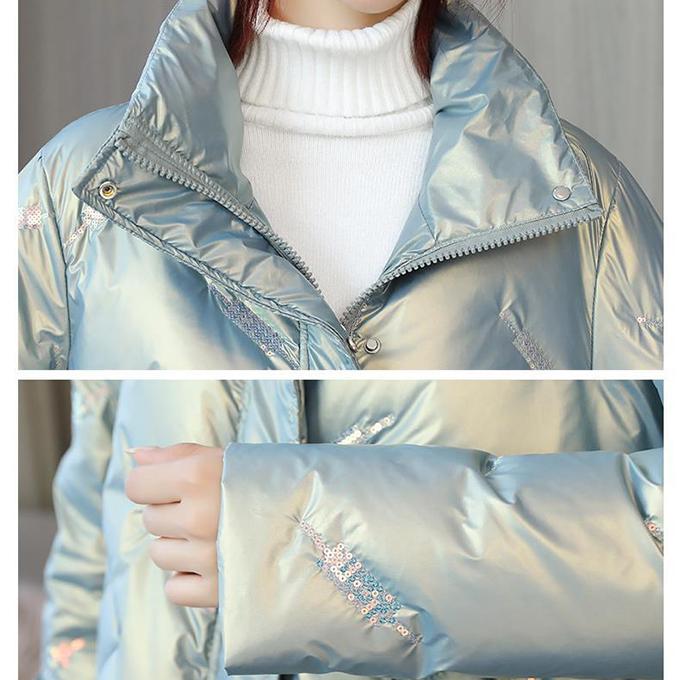 Glossy Down Padded Jacket Women's Winter Short Loose A-line Cotton-padded Jacket Bread Coat Jacket Winter Thick Warmth Shiny Jacket
