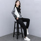 Women's Suits Are Loose Thin and Age-reducing Casual Two-piece Round Neck Long-sleeved Shirt + Casual Pants Warm and Comfortable
