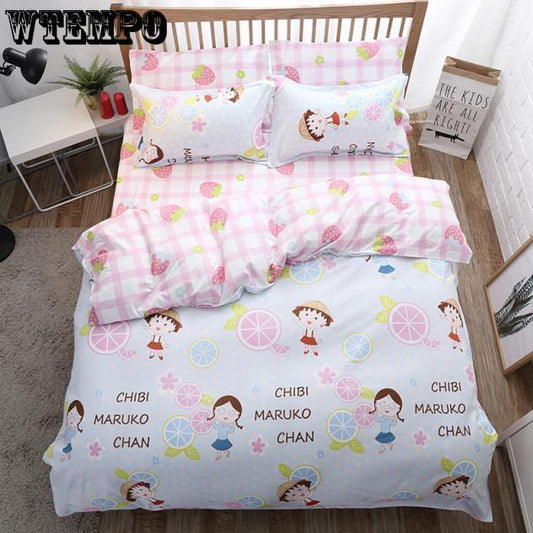 New  Home Cartoon Fox 3/4pcs Bedding Sets Children's Beddingset Bed Linen Duvet Cover Bed Sheet