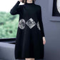 Autumn and Winter Plus Size Thick Sweater Half High Neck Loose Knit Top Mid-length Middle-aged Ladies Sweater Dress