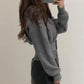 Vintage V-neck Slim Cardigan Sweater Women's Short Loose Knit Sweater Short Cardigan Coat with Belt