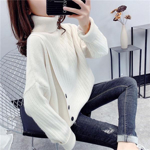 Sweater Turtleneck Plus Size Women's Fat Mm Loose and Thin Knitted Top