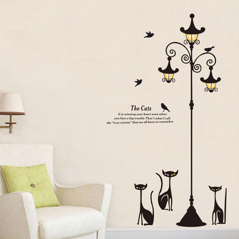 [Wall sticker ]Diy Black Cat Street Light Wall Stickers Home Decoration Living Room Nursery Children