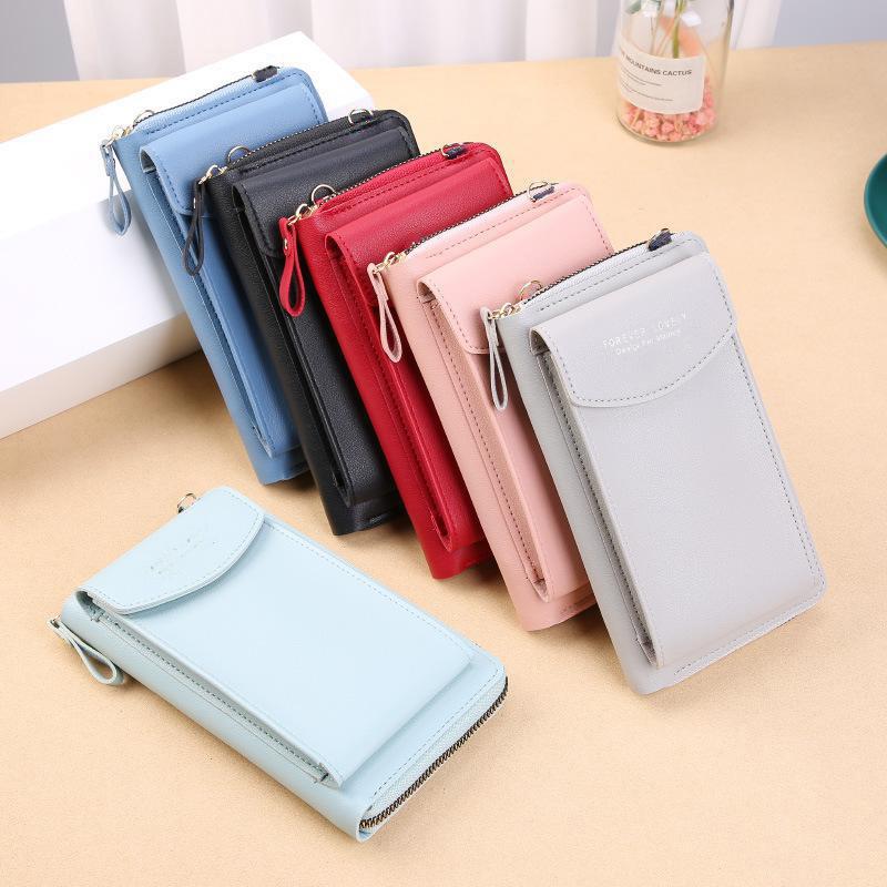 Women PU Leather Cell Phone Pocket Fashion Card Holders Small Crossbody Bag