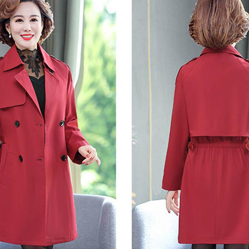 Middle-aged Mother Autumn Jacket Waist Coat Windbreaker Women's Mid-length Middle-aged Spring and Autumn Foreign Style Jacket
