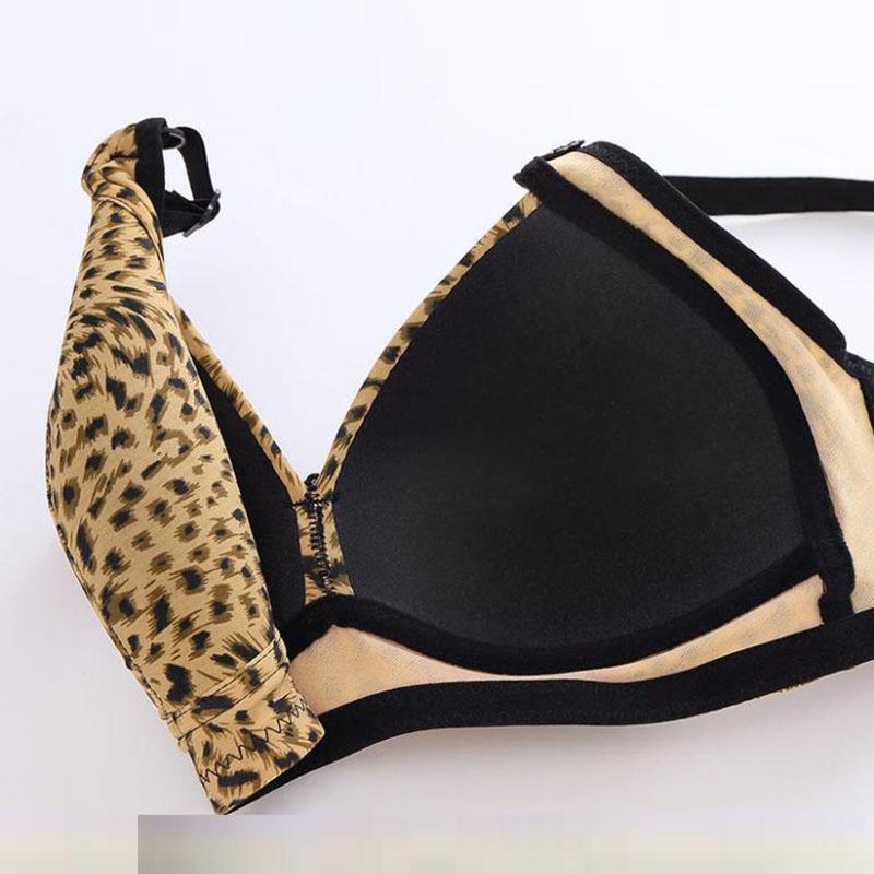 Sexy Leopard Underwear Women Plus Size Push Up bra Thin Wireless Seamless Bras Large Breast Gathered Bras 46/105 B C Bralette