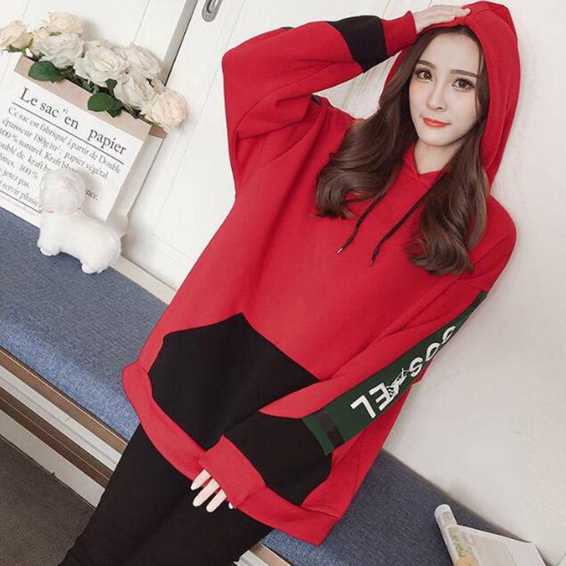 Women's Sweatshirt Wild Large Size Long Sleeve Warm Hood Top Autumn Winter Sweater Cotton