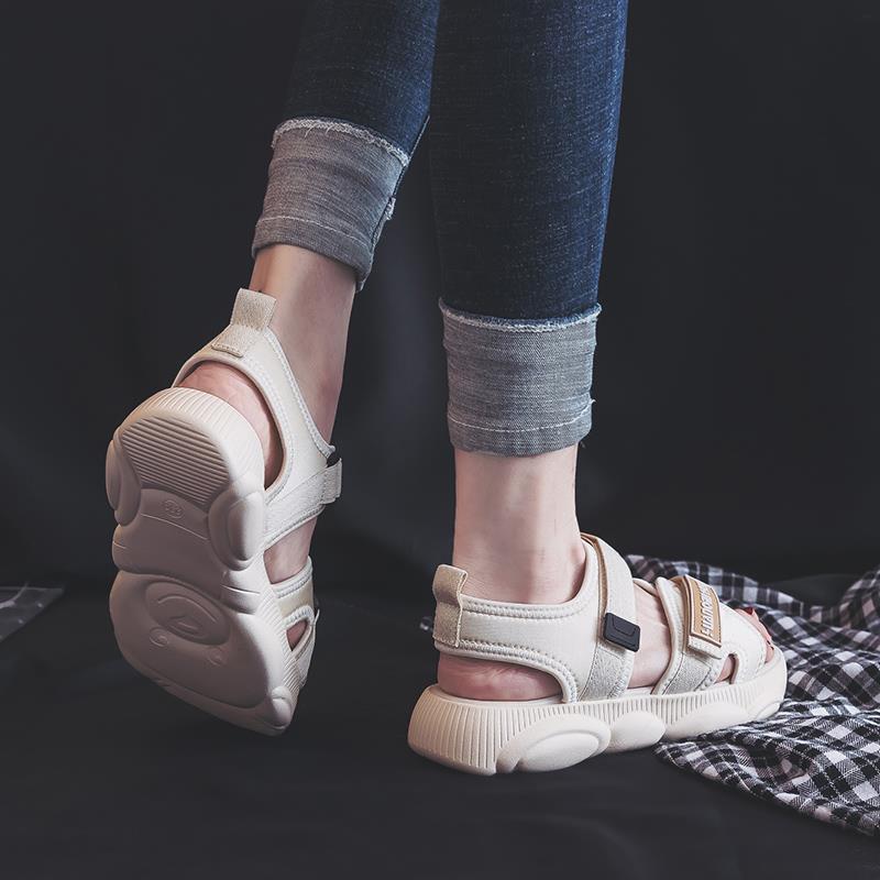 Sandals Female Fairy Wind Summer Students Korean Version of All-match Flat-soled Sneakers Bear Bottom
