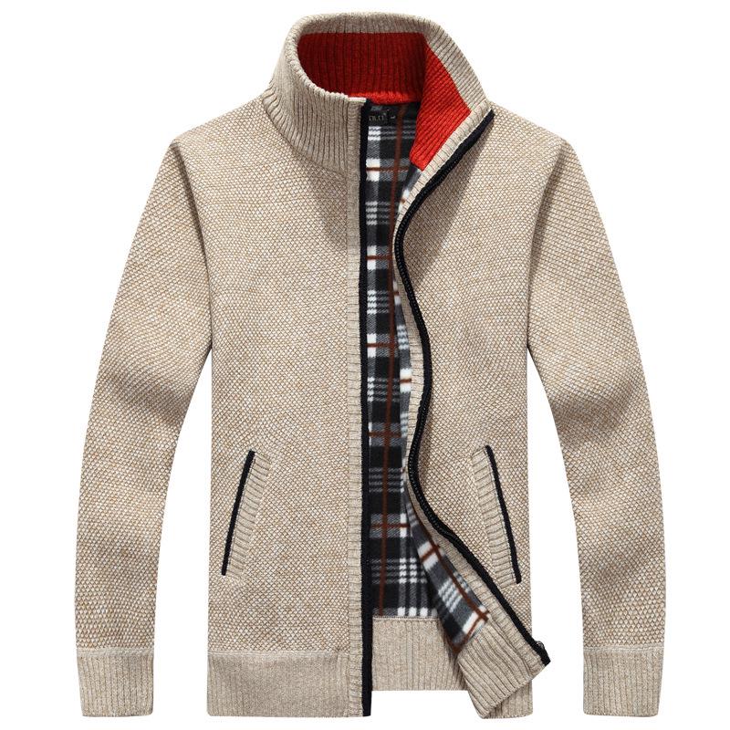 Autumn and Winter Sweater Men's Cardigan Velvet Thick Casual Jacket Loose Warm Fashion Men's Clothing