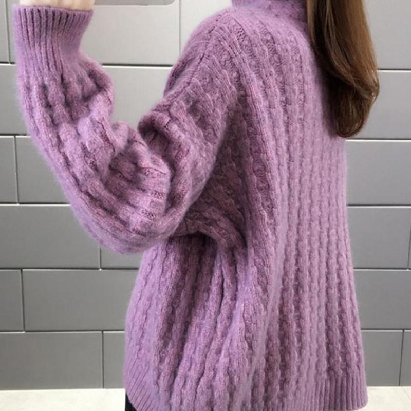 Autumn Winter  Women Fashion Sweater Casual Knitting Sweater Turtleneck  Pullovers Loose Casual Long Sleeve Sweater
