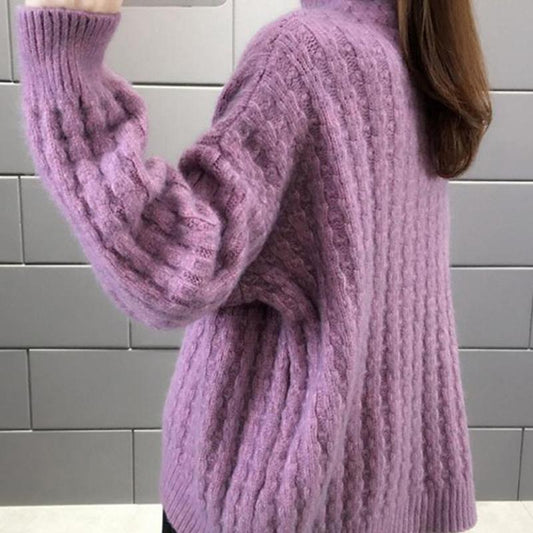 Autumn Winter  Women Fashion Sweater Casual Knitting Sweater Turtleneck  Pullovers Loose Casual Long Sleeve Sweater