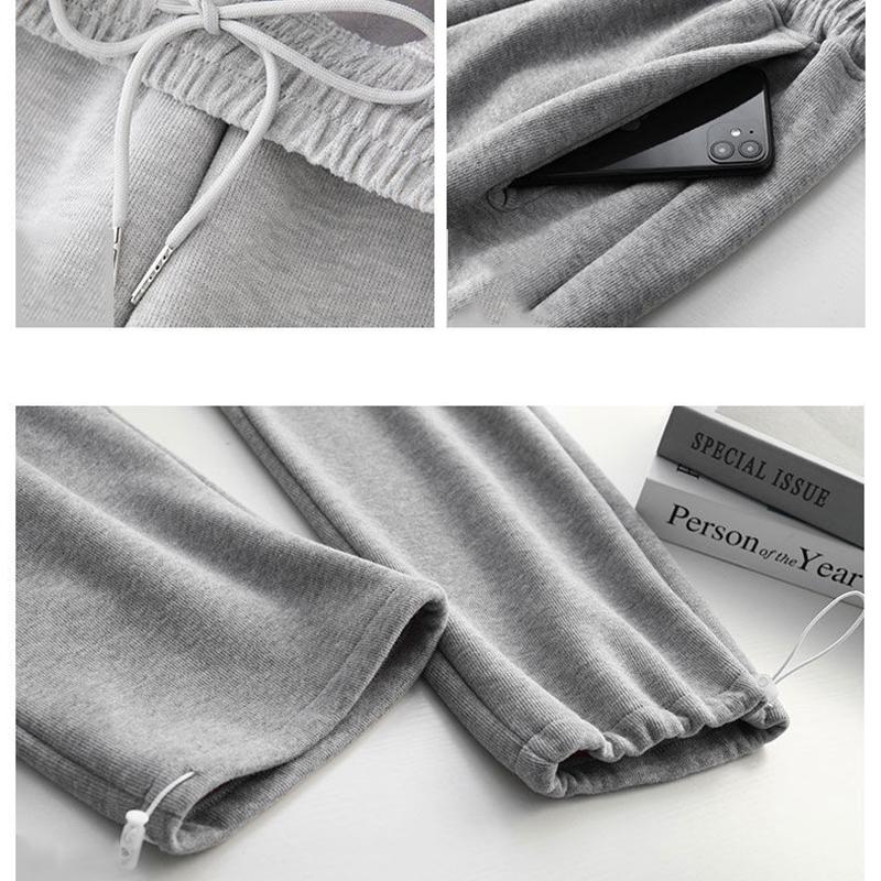 Drawstring Sweatpants Women's Casual Pants Thin and Loose Straight Pants Grey Sweatpants Black Pants Fitness Wide Pants Trousers