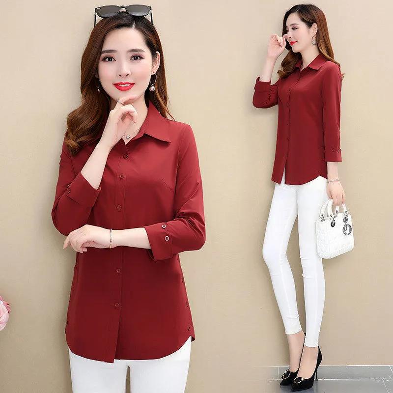 Women Button Shirts Casual Slim T-shirt Spring Long Sleeve Shirts Boutique Bottoming Shirts