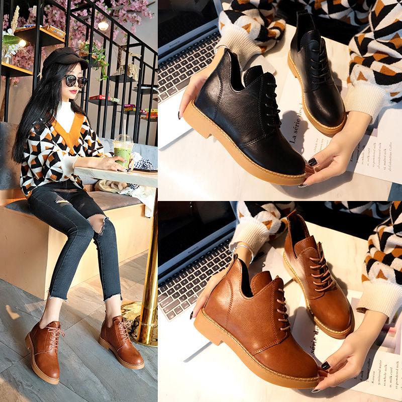 Pair of Women Shoes Lace Martin Boots Women's Boots 2019 Autumn Shoes Ladies Single Shoes Sneakers
