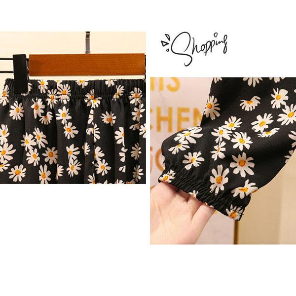 Boy's and Girl's Spring and Summer Casual Pants Children's Autumn Large Size Floral Print Loose Trousers